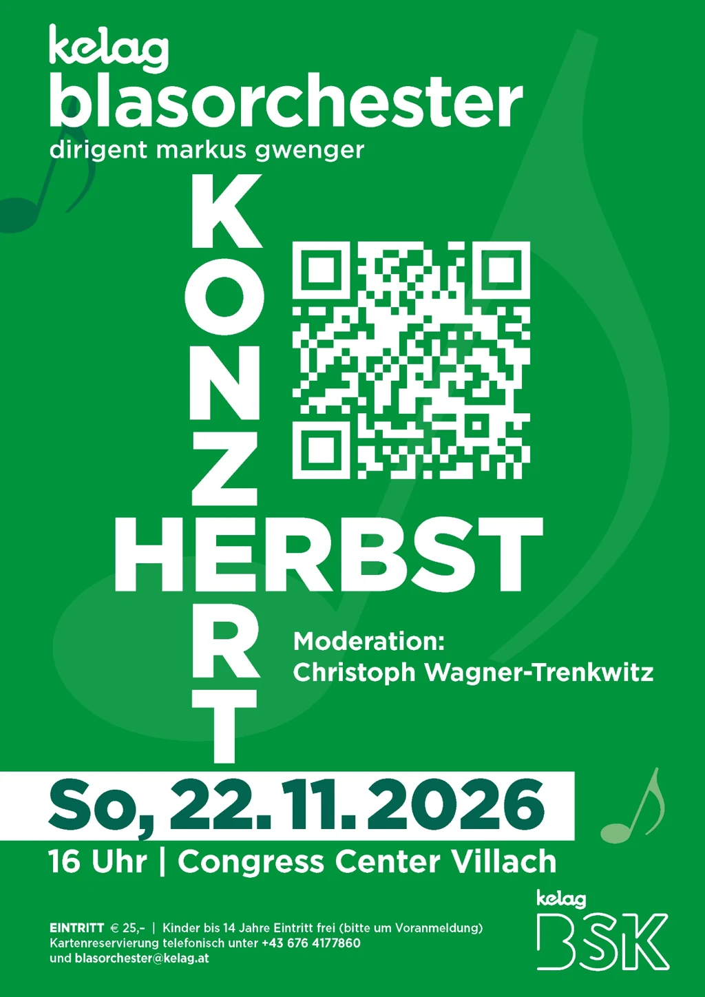Originalplakat Herbstkonzert 2026 des Kelag Blasorchesters
